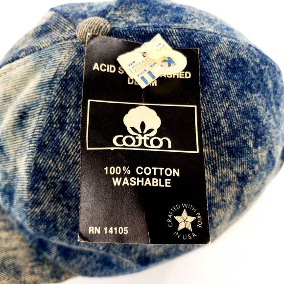 Vintage Cotton Acid Stone Washed Demin Elastic Back Hat USA Brand New w/ Tag - Picture 3 of 8